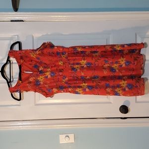 Old Navy XL Red Floral Print Sleeveless V-neck Dress